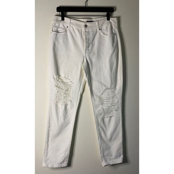 AFRM Luisa White Distressed High Rise Crop Skinny Jean - Picture 2 of 12